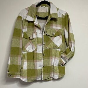 Blank NYC Green Plaid‎ Shacket Button Front Shirt Jacket Medium